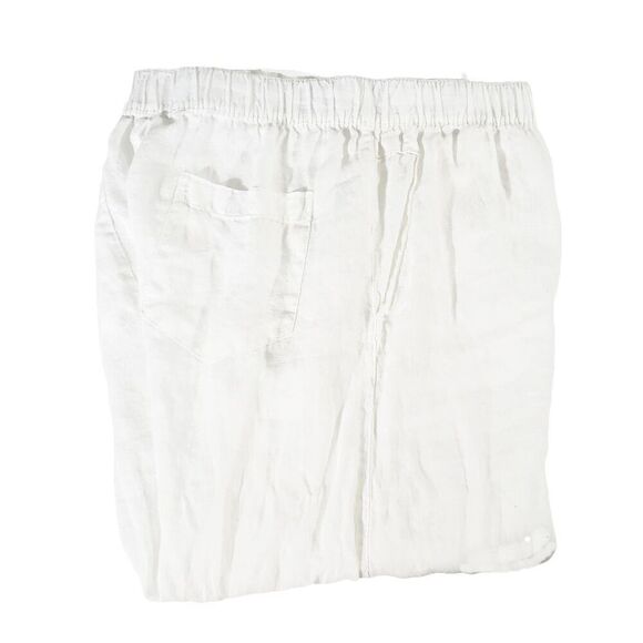 Cynthia Rowley White !00% Linen Pullon Elastic Waist front Back Pockets Size L - Picture 6 of 7